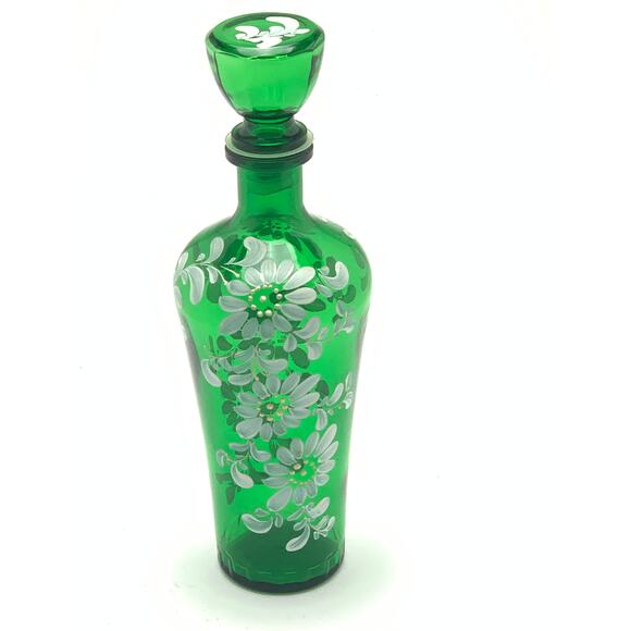 11" Hand Painted Hand Blown Glass Bottle - Picture 9 of 10